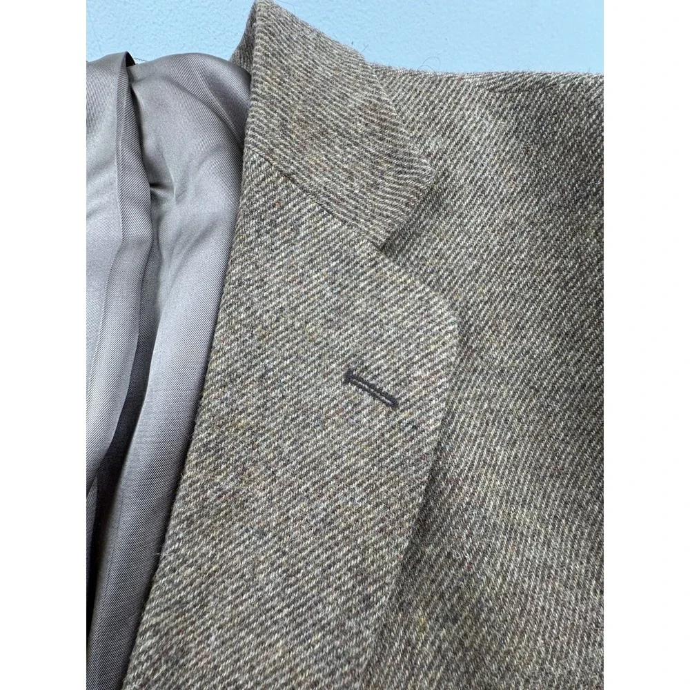 Stafford Jacket Blazer Mens Size 46L Brown Lambswool Blend Elbow Patches‎